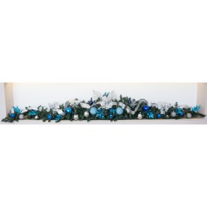 Festão Oblongo para Mesa Azul e Prata - 1,50 m